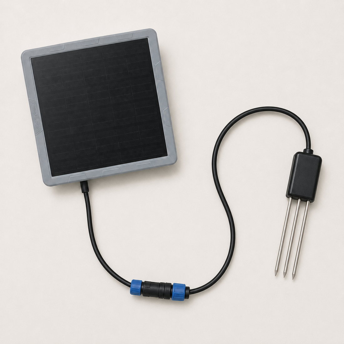 Farm-Mesh Bodensensor mit drei Sondenstäben und Solarmodul